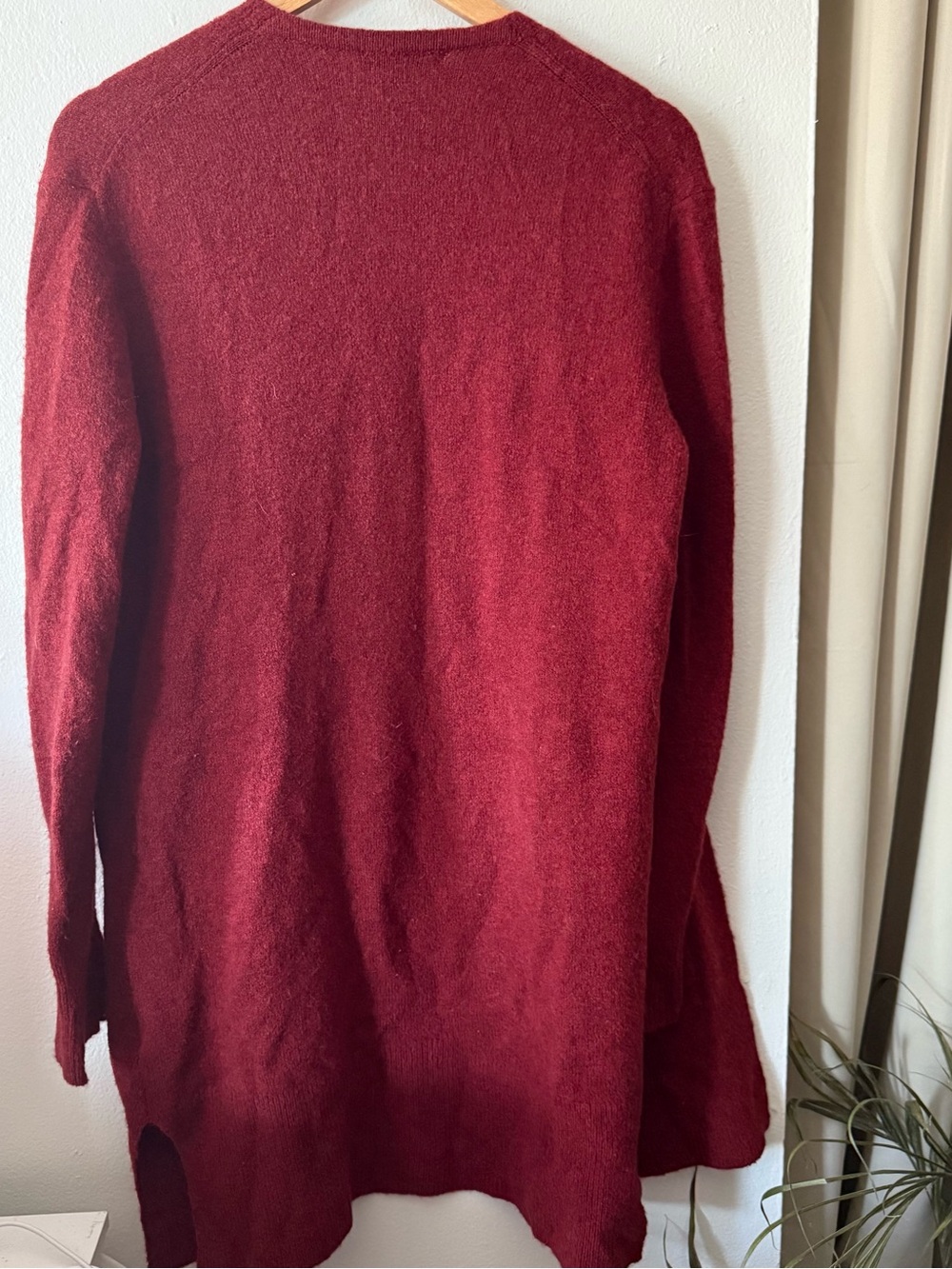 Madewell Open-Front Long Cardigan in Wine Red - Picture 2 of 6